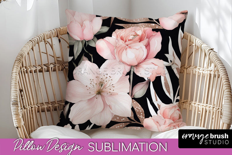 Watercolor Flowers Pillow Cover - Summer Pillow Sublimation Sublimation OrangeBrushStudio 