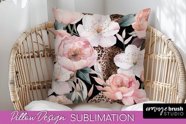 Watercolor Flowers Pillow Cover - Summer Pillow Sublimation Sublimation OrangeBrushStudio 