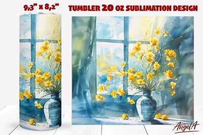 Watercolor flowers tumbler wrap / Floral tumbler wrap Sublimation Angelina Semenova 