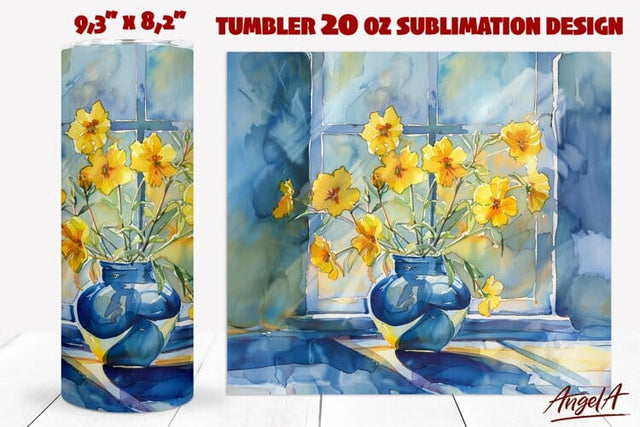 Watercolor flowers tumbler wrap / flower tumbler wrap Sublimation Angelina Semenova 