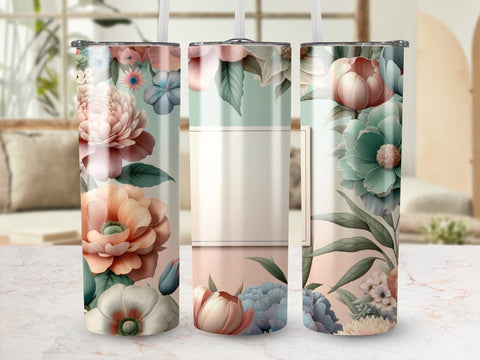 Watercolor Flowers Tumbler wrap Sublimation PNG Sublimation Luvleigh Digitals 