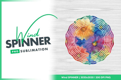 Watercolor flowers wind spinner round design Sublimation Regulrcrative 