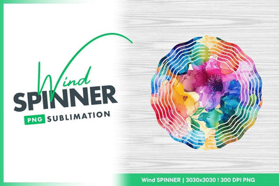 Watercolor flowers wind spinner round sublimation design Sublimation Regulrcrative 