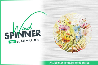 Watercolor flowers wind spinner round sublimation design Sublimation Regulrcrative 