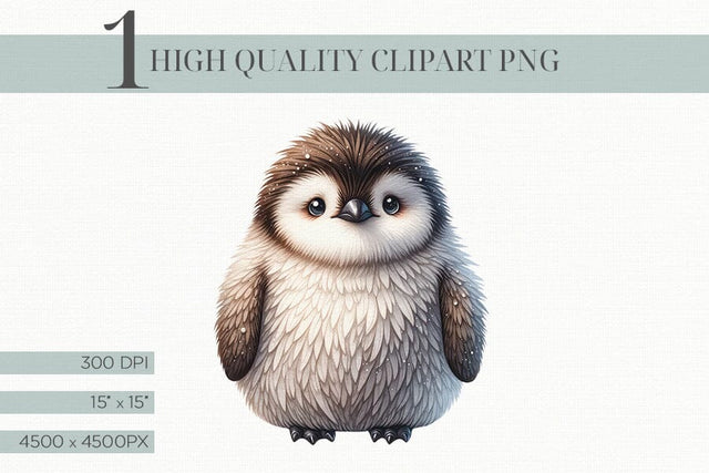 Watercolor Fluffy Penguin Illustration Sublimation BijouBay 
