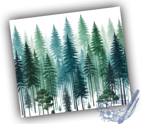 Watercolor Forest 20oz Skinny Tumbler, Green Trees Tumbler Png, Straight & Tapered Tumbler Wrap, Instant Digital Download Sublimation ToriDesigns 
