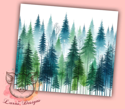 Watercolor Forest 20oz Tumbler Png, Straight & Tapered Tumbler Png, Nature Illustration Tumbler Png, Digital Download PNG Sublimation Lara' s Designs 