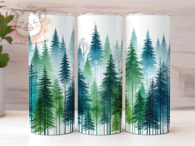 Watercolor Forest 20oz Tumbler Png, Straight & Tapered Tumbler Png, Nature Illustration Tumbler Png, Digital Download PNG Sublimation Lara' s Designs 