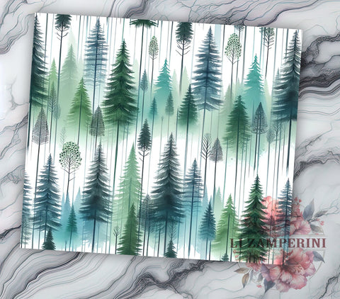 Watercolor Forest 20oz Tumbler Wrap PNG, Nature Illustration Tumbler Png, Straight & Tapered Tumbler Wrap, Instant Digital Download Sublimation Li Zamperini 