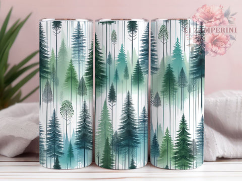 Watercolor Forest 20oz Tumbler Wrap PNG, Nature Illustration Tumbler Png, Straight & Tapered Tumbler Wrap, Instant Digital Download Sublimation Li Zamperini 