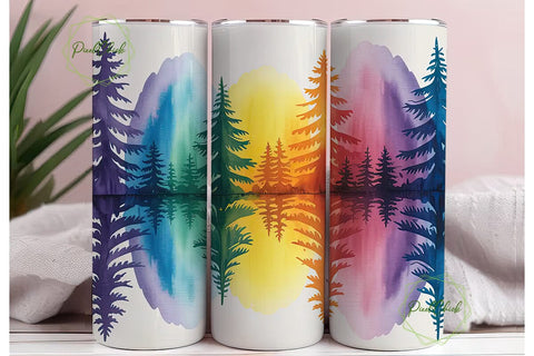 Watercolor Forest 20oz Tumbler Wrap Sublimation PixelChick 