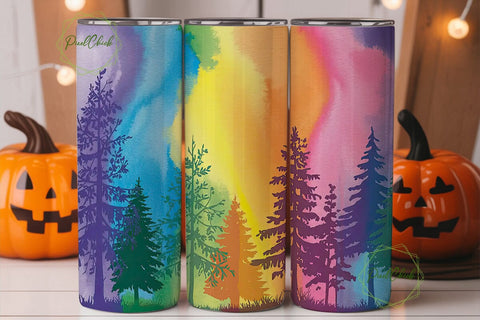 Watercolor Forest 20oz Tumbler Wrap Sublimation PixelChick 