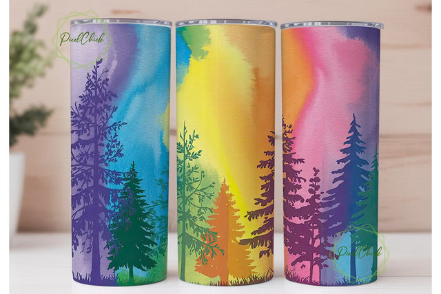Watercolor Forest 20oz Tumbler Wrap Sublimation PixelChick 