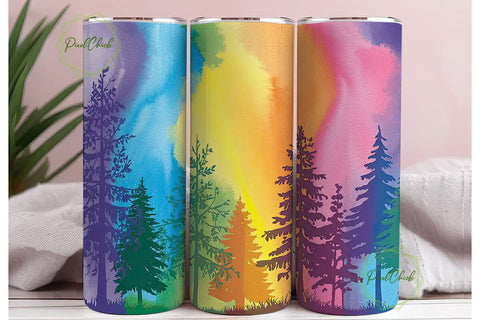 Watercolor Forest 20oz Tumbler Wrap Sublimation PixelChick 