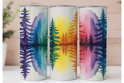 Watercolor Forest 20oz Tumbler Wrap Sublimation PixelChick 