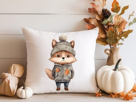 Watercolor Forest Animals, Cute Autumn Clipart Sublimation Birch Designs 