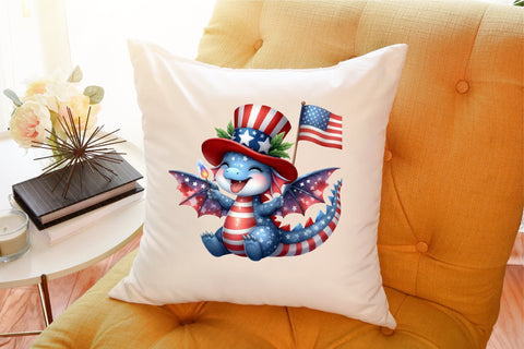 Watercolor Fourth of July Dragon Clipart Sublimation designartist 