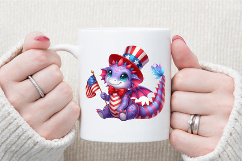 Watercolor Fourth of July Dragon Clipart Sublimation designartist 