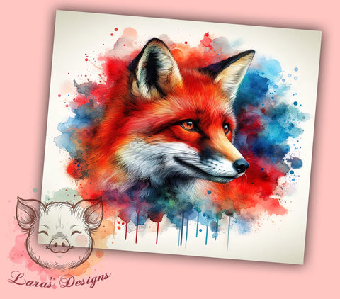 Watercolor Fox 20oz Tumbler Png, Straight & Tapered Tumbler Png, Fox Tumbler Png, Digital Download PNG Sublimation Lara' s Designs 