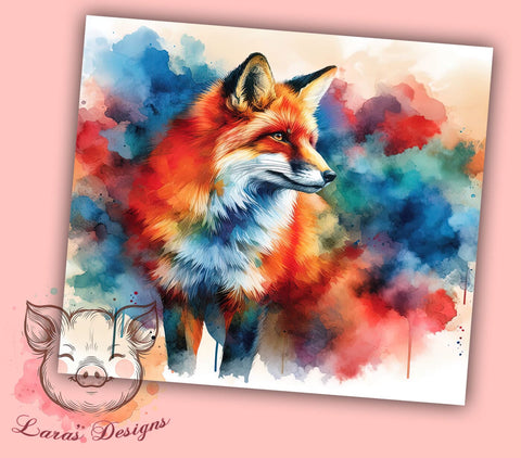Watercolor Fox 20oz Tumbler Png, Straight & Tapered Tumbler Png, Fox Tumbler Png, Digital Download PNG Sublimation Lara' s Designs 