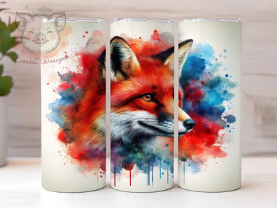 Watercolor Fox 20oz Tumbler Png, Straight & Tapered Tumbler Png, Fox Tumbler Png, Digital Download PNG Sublimation Lara' s Designs 
