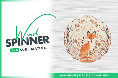Watercolor Fox Illustration in Autumnal Forest with Leaves and Flowers Sublimation Regulrcrative 