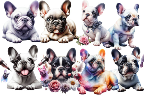 Watercolor French Bulldog Clipart Sublimation Rupkotha 
