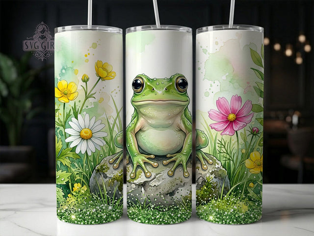 Watercolor Frog Daisy 20oz Tumbler, Watercolor Frog, Frog Daisy, Frog Tumbler, 20oz Tumbler, Daisy Tumbler, Cute Frog, Tumbler Wrap Sublimation SvggirlplusArt 