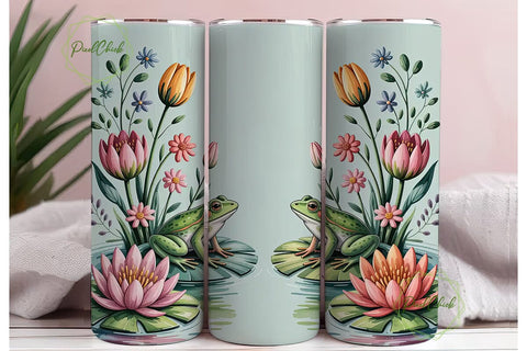 Watercolor Frogs 20oz Tumbler Wrap Sublimation PixelChick 
