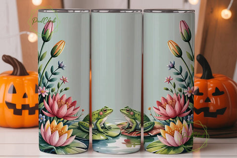 Watercolor Frogs 20oz Tumbler Wrap Sublimation PixelChick 
