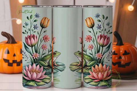 Watercolor Frogs 20oz Tumbler Wrap Sublimation PixelChick 