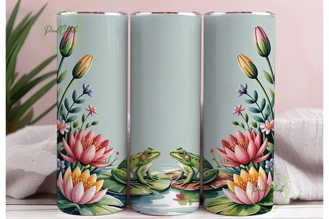 Watercolor Frogs 20oz Tumbler Wrap Sublimation PixelChick 