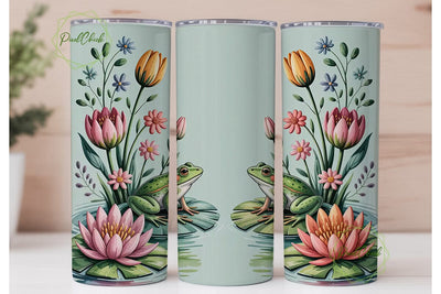 Watercolor Frogs 20oz Tumbler Wrap Sublimation PixelChick 