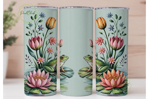 Watercolor Frogs 20oz Tumbler Wrap Sublimation PixelChick 