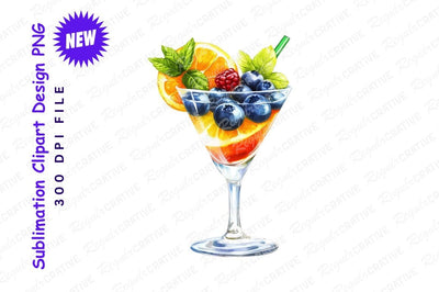 Watercolor fruit cocktail clipart png Sublimation Regulrcrative 