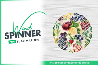 Watercolor Fruit Medley Wind Spinner Round Png Sublimation Regulrcrative 