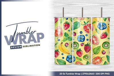Watercolor Fruit Pattern Colorful Summer Background Sublimation Regulrcrative 