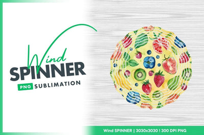 Watercolor Fruits Seamless Pattern Wind Spinner Round Png Sublimation Regulrcrative 