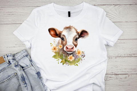Watercolor Funny Baby Cow Sublimation Clipart Bundle Sublimation Designangry 