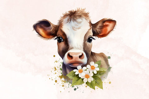 Watercolor Funny Baby Cow Sublimation Clipart Bundle Sublimation Designangry 