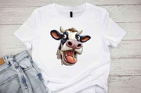 Watercolor Funny Cow Face Stickers Sublimation Bundle Sublimation Designangry 