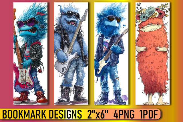 Watercolor Funny Creatures for Bookmarks Sublimation afrosvg 