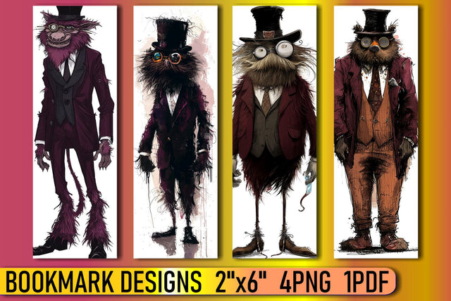 Watercolor Funny Creatures for Bookmarks Sublimation afrosvg 