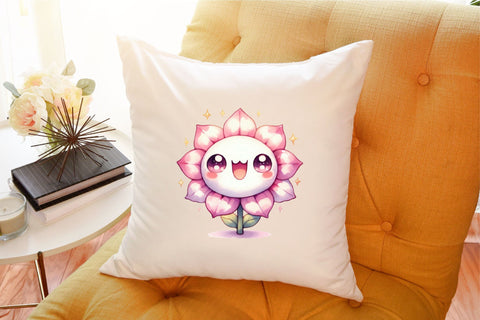 Watercolor Funny Cute Flowers Clipart Bundle Sublimation designartist 