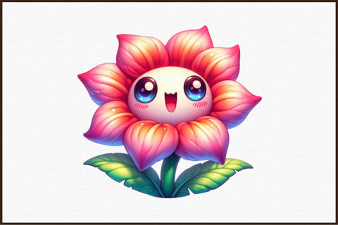 Watercolor Funny Cute Flowers Clipart Bundle Sublimation designartist 