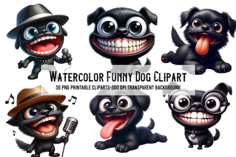 Watercolor Funny Dog Clipart - Cute Dog Sublimation Rupkotha 