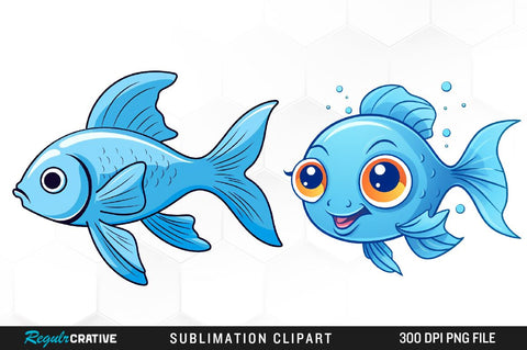 Watercolor Funny Fish Clipart Bundle Sublimation Regulrcrative 
