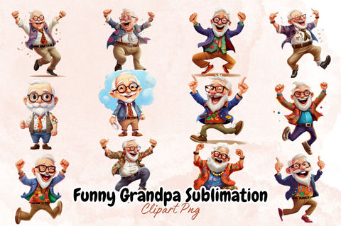 Watercolor Funny Grandpa Sublimation Clipart Bundle Sublimation Designangry 