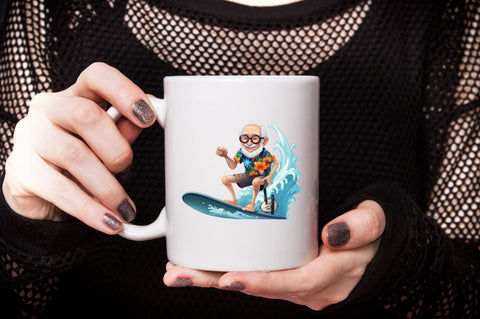 Watercolor Funny Grandpa Surfing Sublimation Bundle Sublimation Designangry 