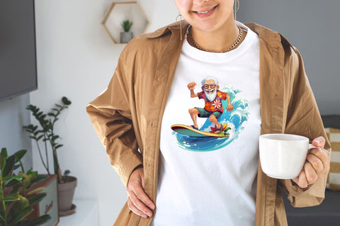 Watercolor Funny Grandpa Surfing Sublimation Bundle Sublimation Designangry 